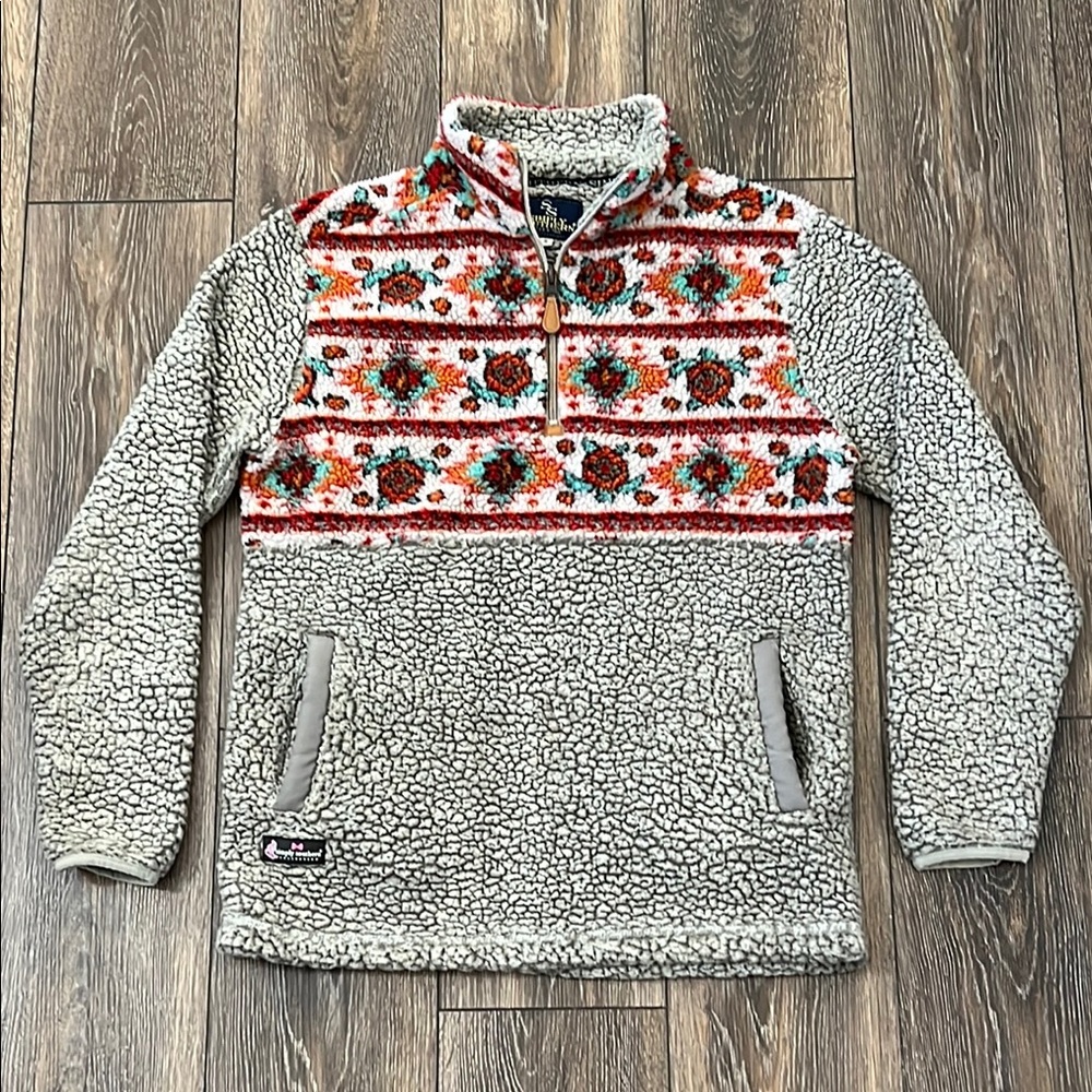 Simply Southern Women’s Small 1/4 Zip Aztec Turtle Sherpa Fleece Sweater